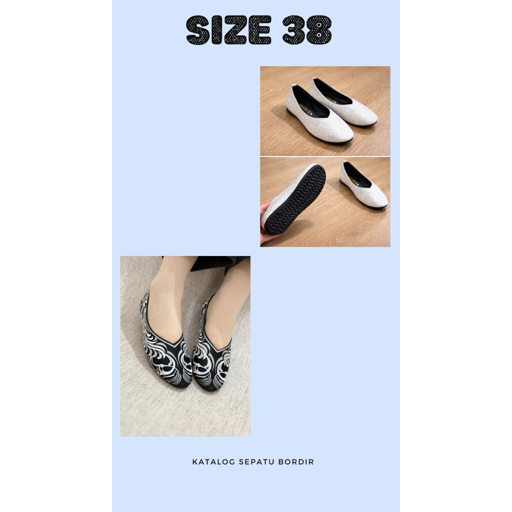 Flat shoes bordir/sepatu bordir/sepatu kerja/sepatu lucu