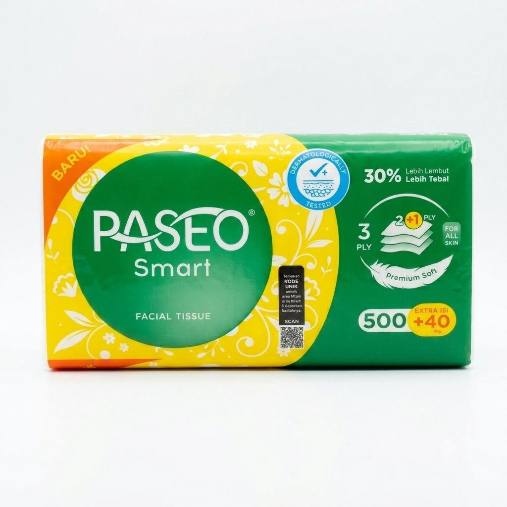 Tissue Paseo Facial Tissue 500+40 Sheets, Tisu Wajah Paseo 500+40 Lembar