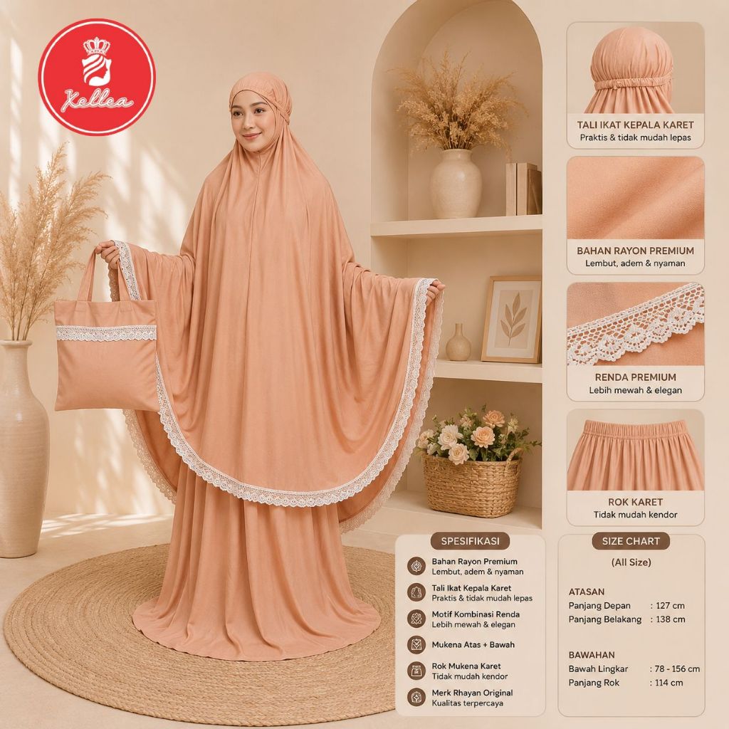 Mukena Jumbo Rayon Polos Model Setelan Bahan Katun Mukena Mira Mukena Terbaru  - XELLEA