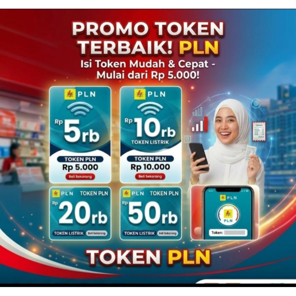 [PROMO] TOKEN PLN MURAH, CEPAT & AMAN - TERSEDIA DENOM 5RB, 10RB, 15RB, 20RB, & 50RB