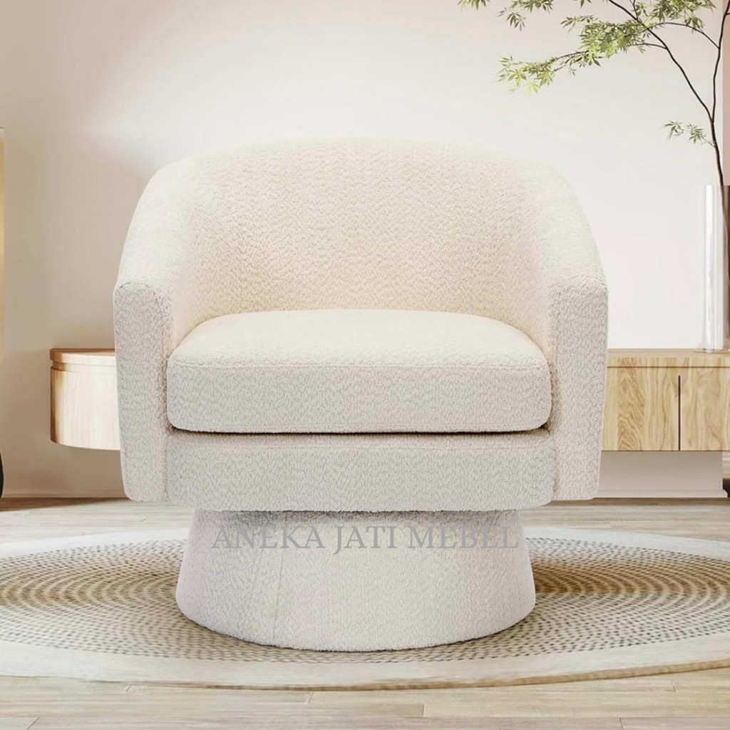 Sofa Single Chair Kursi Tamu Putar 360° Sofa Minimalis Scandinavian Kursi Tamu 1 Seater