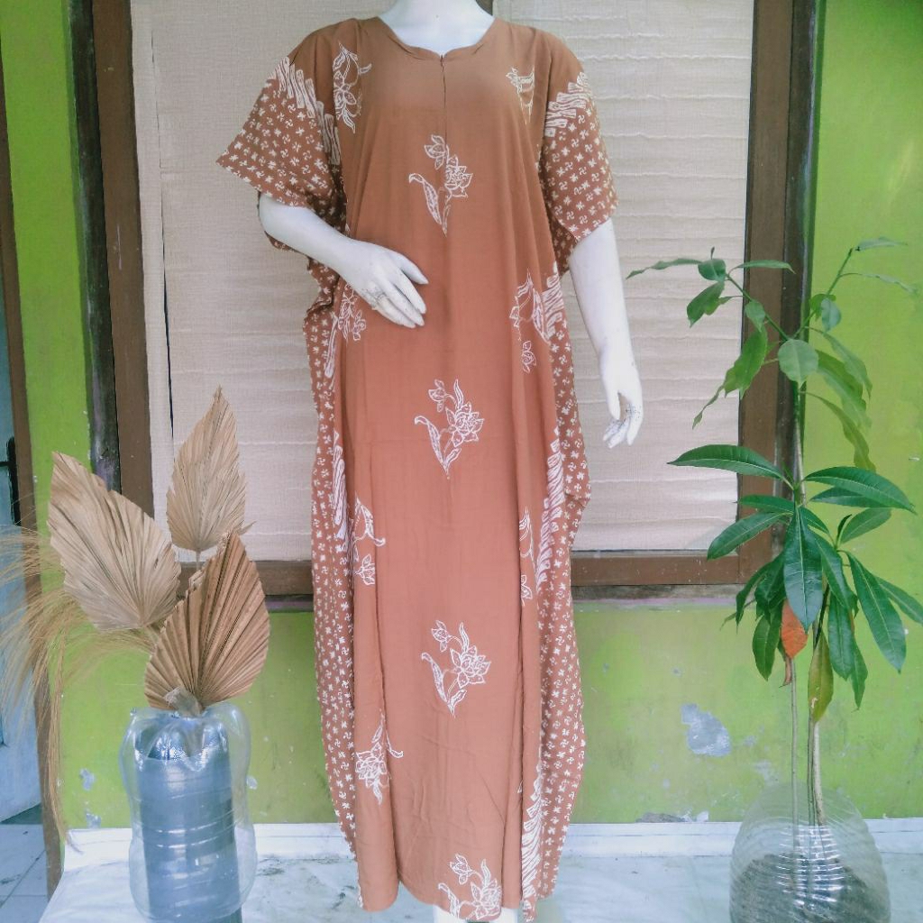 Huza (Ld146, Pb134) Daster Paradesa Lowo Resleting Batik Santung Jumbo