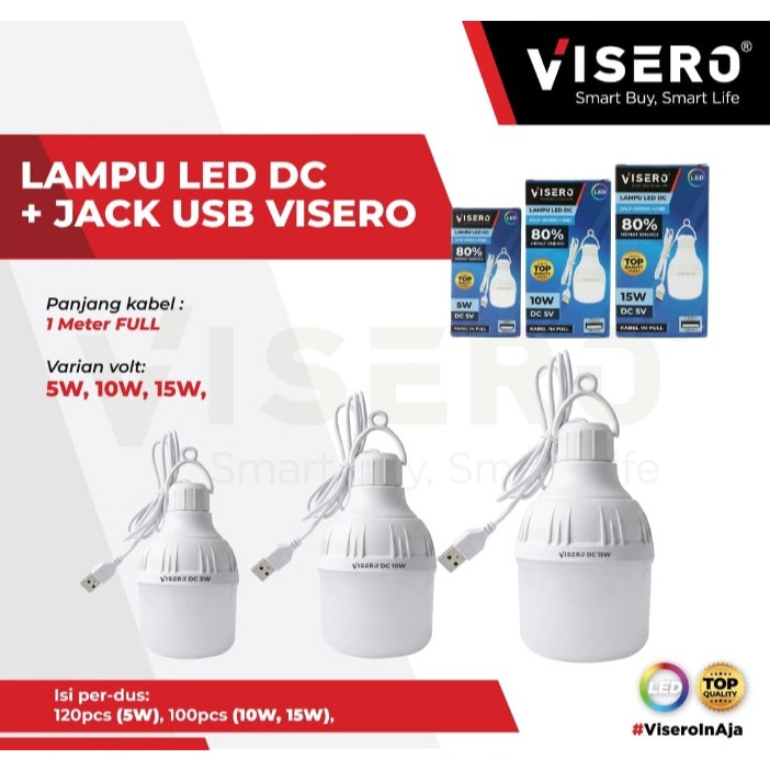 VISERO BOHLAM LAMPU LED DC + JACK USB VISERO 15Watt Lampu LED Bulb Capsule LAMPU LED DC + USB VISERO