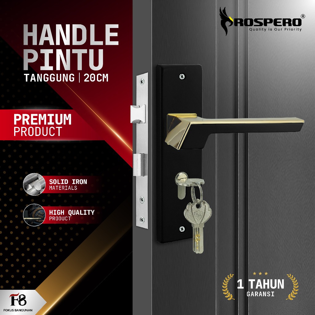 Prospero Handle Pintu Rumah | Handle Pintu Minimalis | Pegangan Pintu Premium 20 cm | 2551 F1182