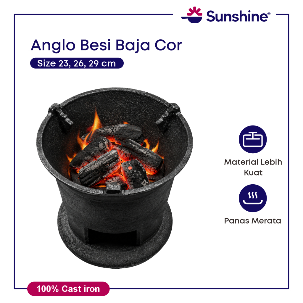 Anglo Besi Baja Cor Tebal / Anglo Tradisional Besi Cor Size 23, 26, 29 cm