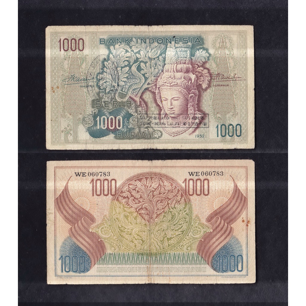 Uang kuno 1000 rupiah tahun 1952 seri Budaya