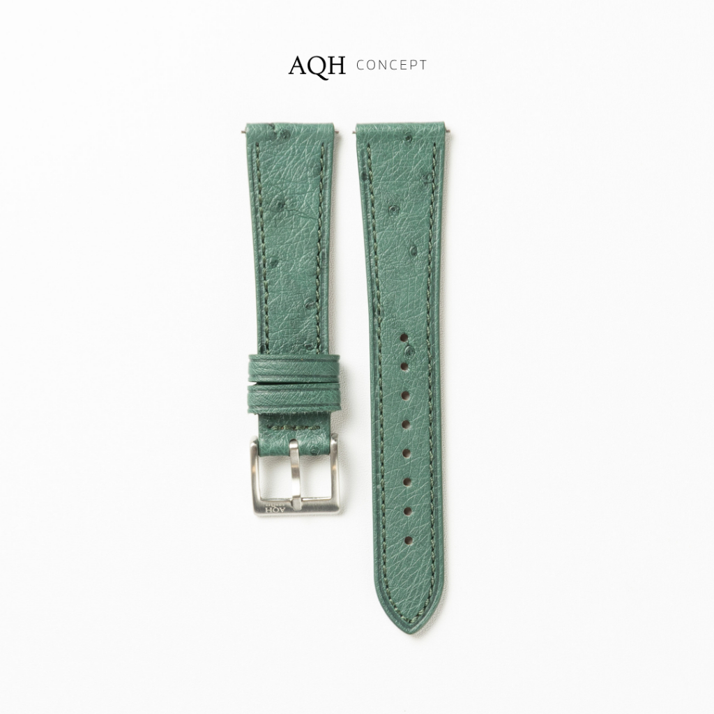 AQH Genuine African Ostrich Leather Watch Strap in Forest Teal Colour/Strap Jam/Tali Jam/Kulit Jam