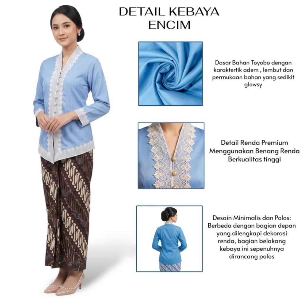ENCIM RENDA ANJANI Atasan Kebaya Kartini Terbaru dengan Detail Renda Warna Peach