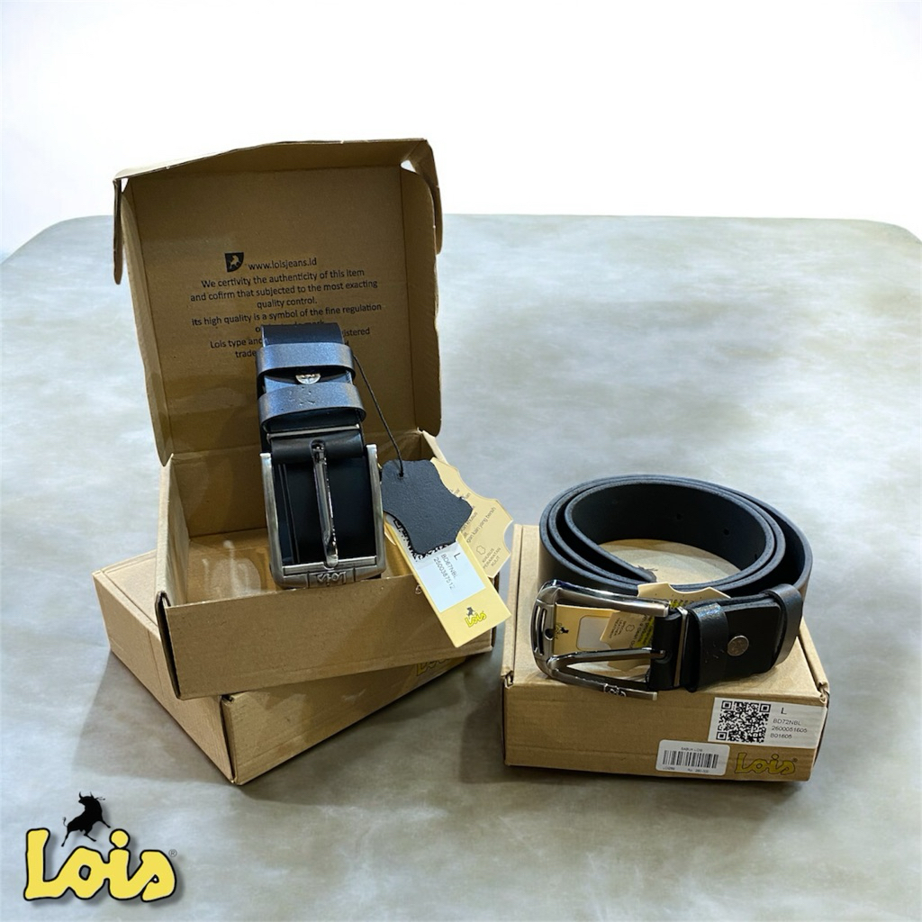 IKAT PINGGANG LOIS ,BELT KULIT LOIS ORIGINAL(HITAM)