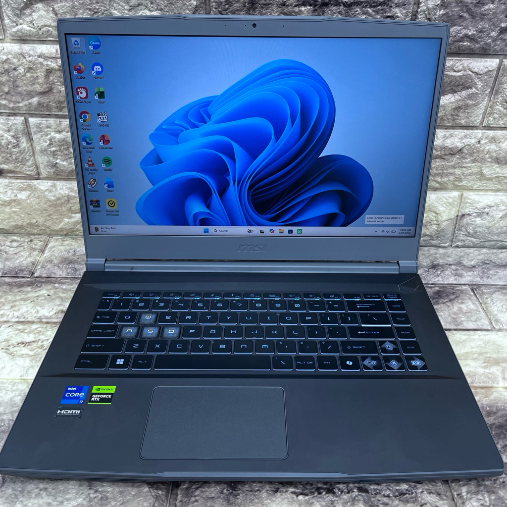 LAPTOPMSI THIN 15 B 12UC INTEL CORE i7-12650H RAM 16GB SSD 1 TB