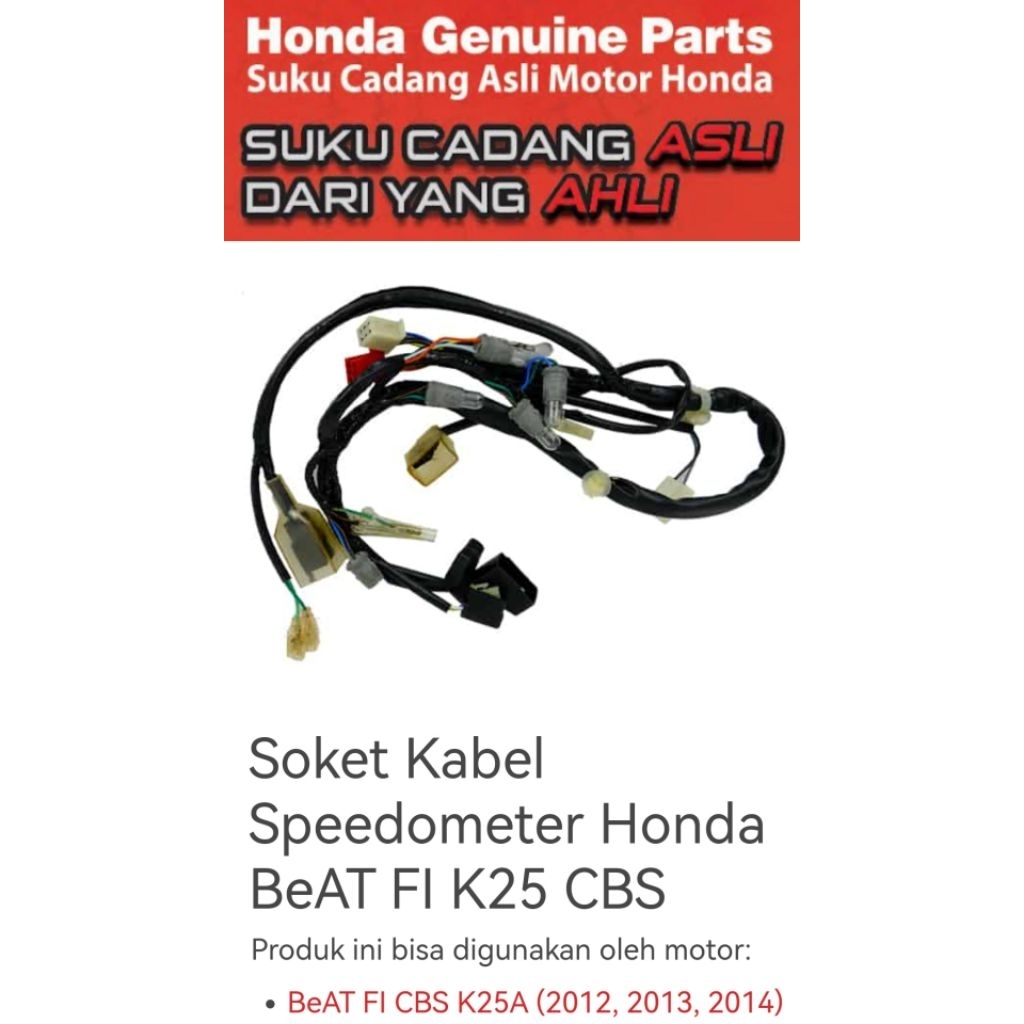 37224K25911 Soket Kabel Speedometer Honda BeAT FI K25 CBS