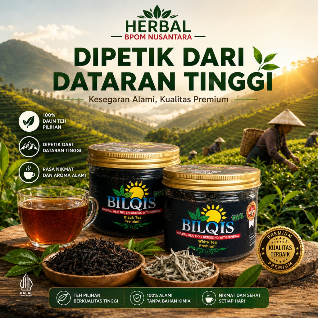 Bilqis Tea Teh Hitam & Teh Putih Premium | Dipetik Dari Dataran Tinggi 125gr
