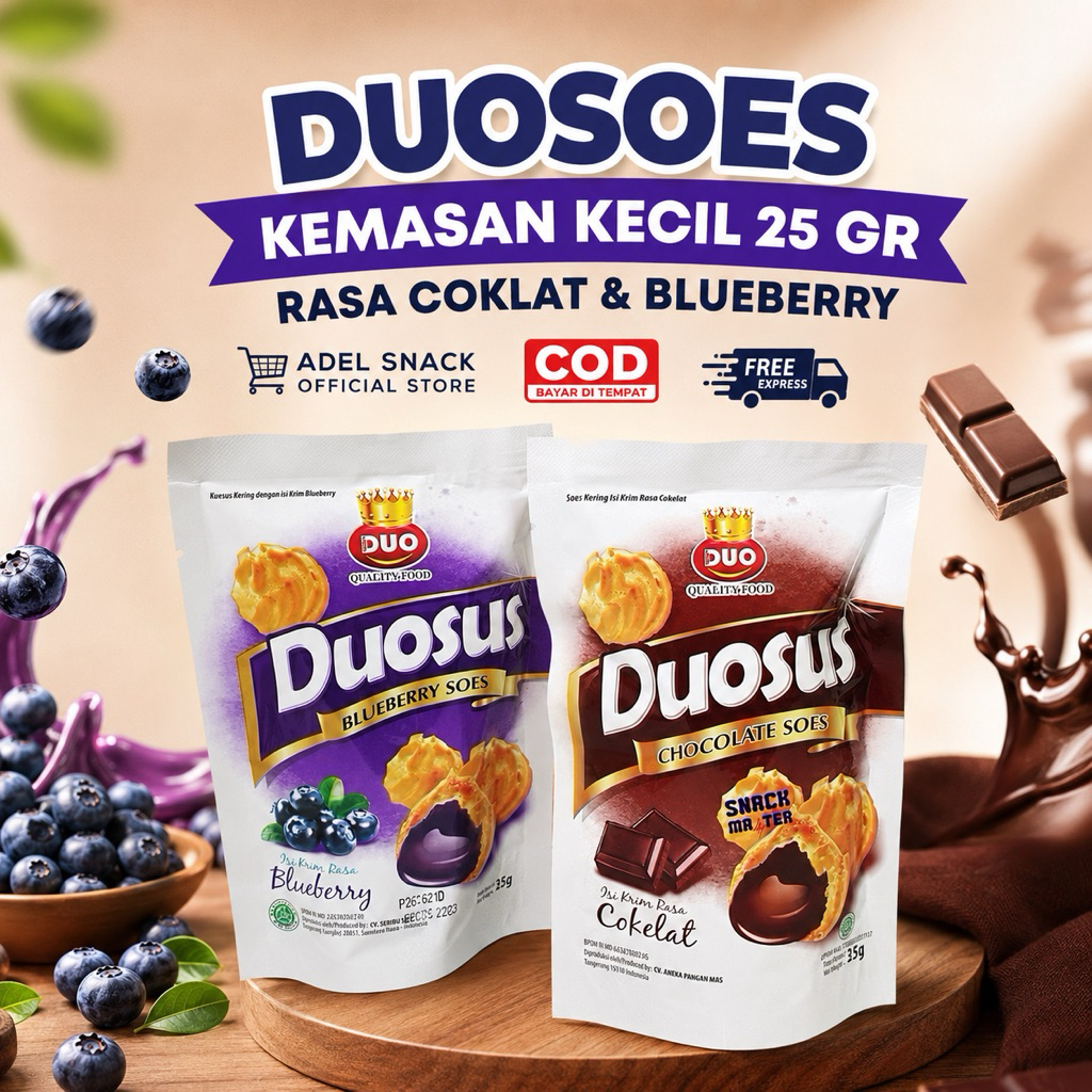 DUOSUS COKLAT 25GR / DUOSUS BLUEBERRY | SOES KERING / SUS COKLAT