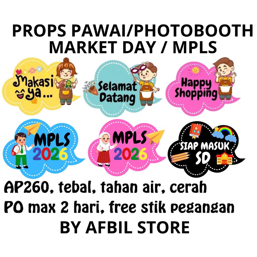 Props Photobooth MPLS Market Day Bazar TK SD / Dekorasi Photobooth MPLS Wisuda Happy Graduation