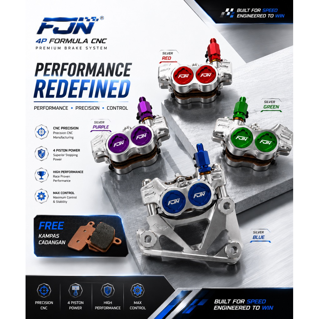 Kaliper Formula 4P FJN Vietnam SWITS JRP kiri + Breket Disc 220MM 260MM Honda Beat Scoopy Vario 125