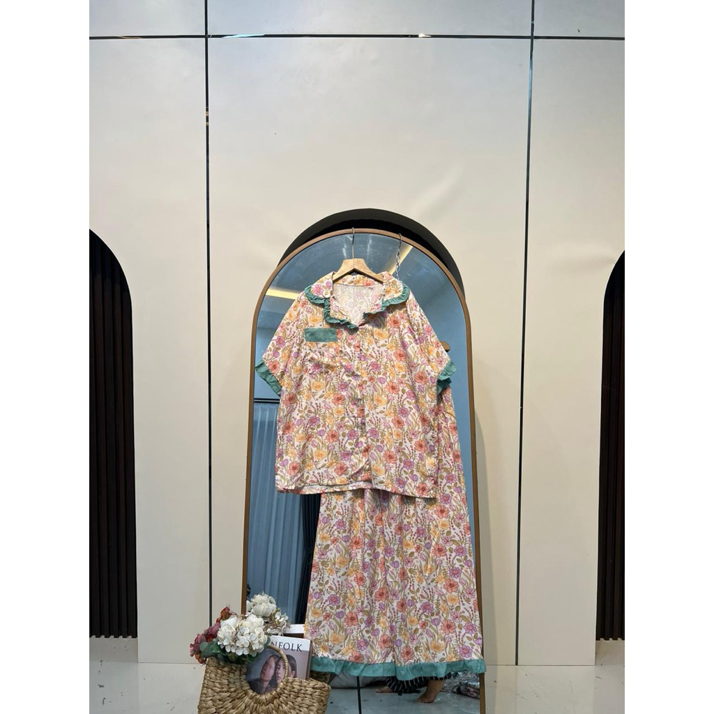 One Set Ruffle Setelan Rayon Murah Jumbo Motif Terbaru