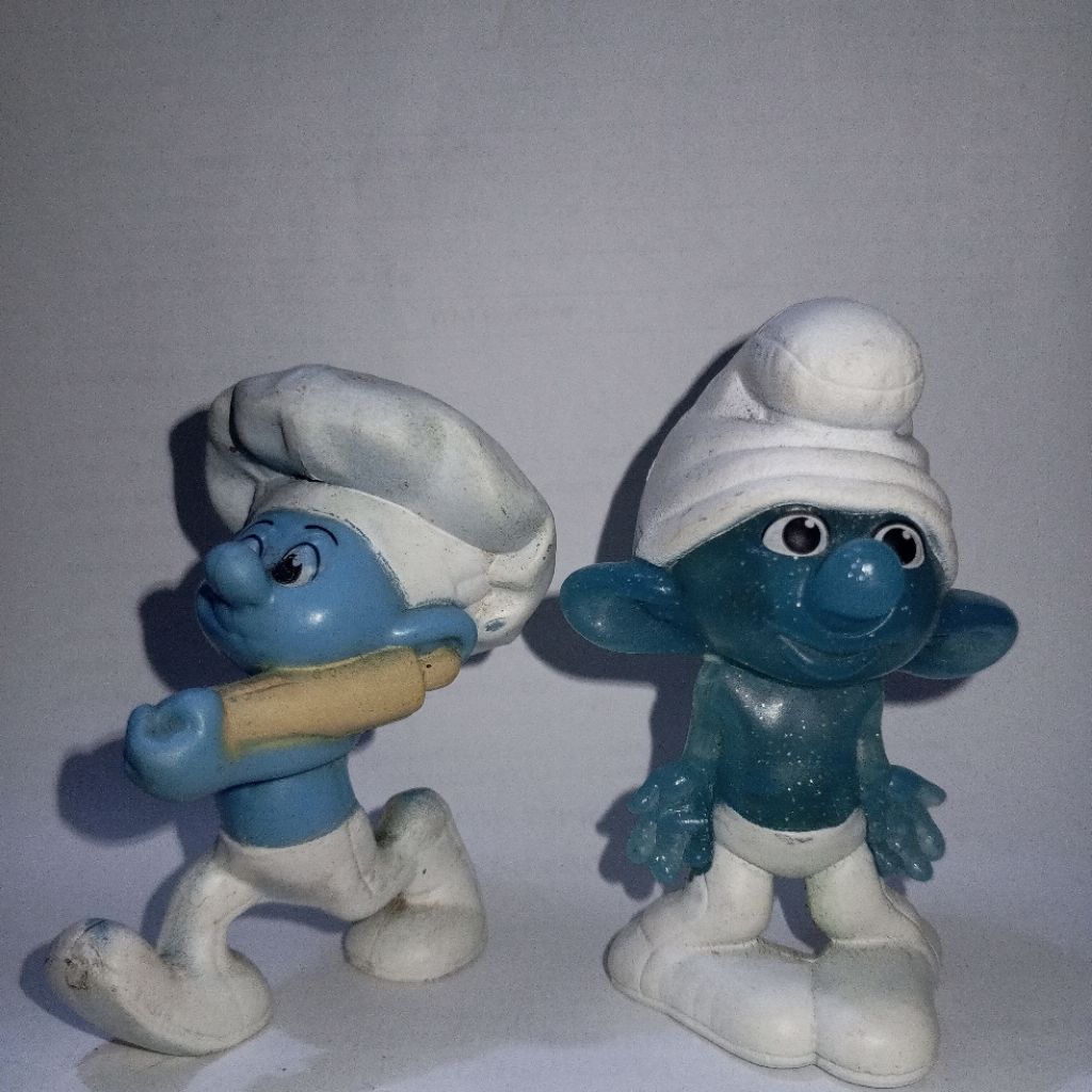 [Preloved] Mainan Figur Smurf Vintage / Action Figure Smurfs Koki & Klasik Isi 2 Pcs