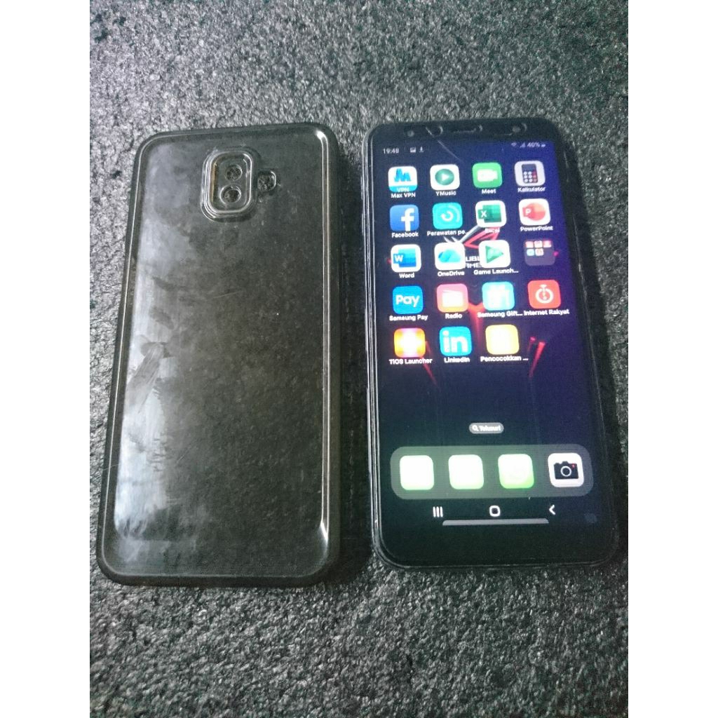 SAMSUNG J6 PLUS 3/32Gb SNAPDRAGON NORMAL SEMUA MINUS ADA RETAK LAYAR DI BAGIAN ATAS KANAN