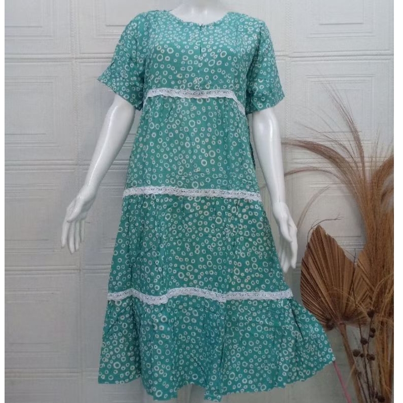 Daster Qonita Batik Pekalongan Original Rayon Shantung Premium Busui D.Salsa Sleting Renda (Ld100)