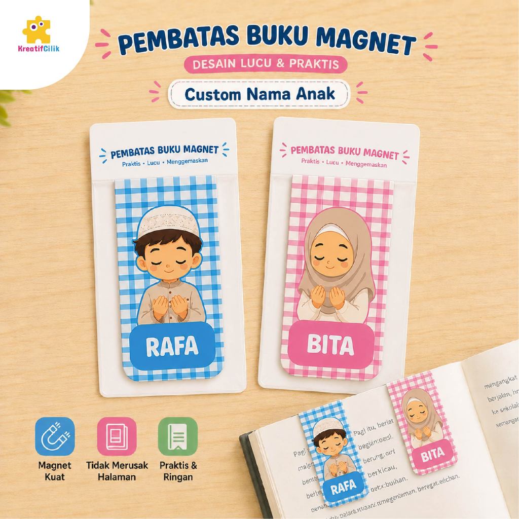 Pembatas Buku Magnet Custom | Magnetic Bookmark
