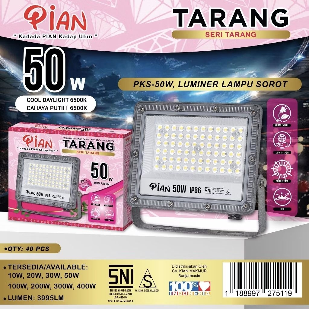 PIAN Lampu Sorot Tarang 50 Watt IP66