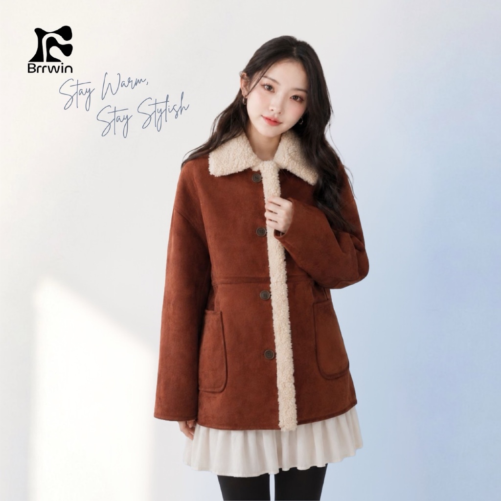 BRRWIN Jaket Wanita Winter Coat Janus Coat Double Side Winter Coat