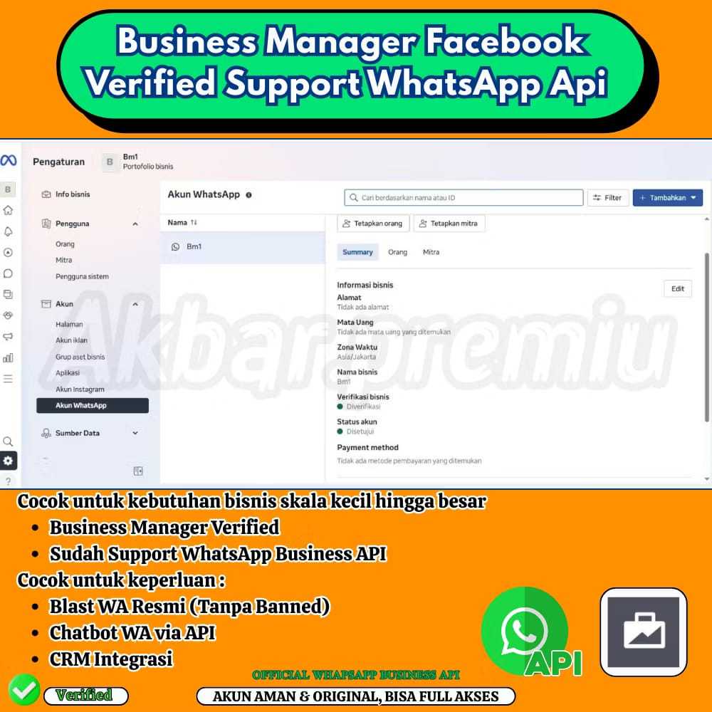BM (Business Manager) Facebook Verified Support WhatsApp Api