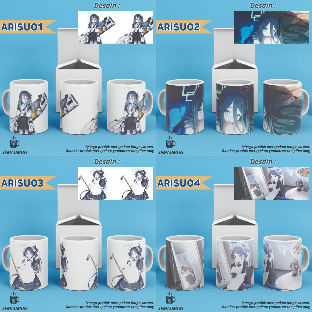 MUG TENDO ARISU BLUE ARCHIVE HADIAH KADO GAME LUCU GELAS CANGKIR  PRINT CUSTOM SEMAUMUG