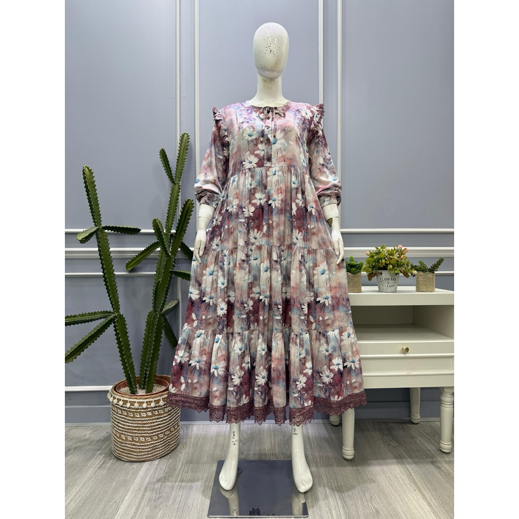 midi dres motif bunga