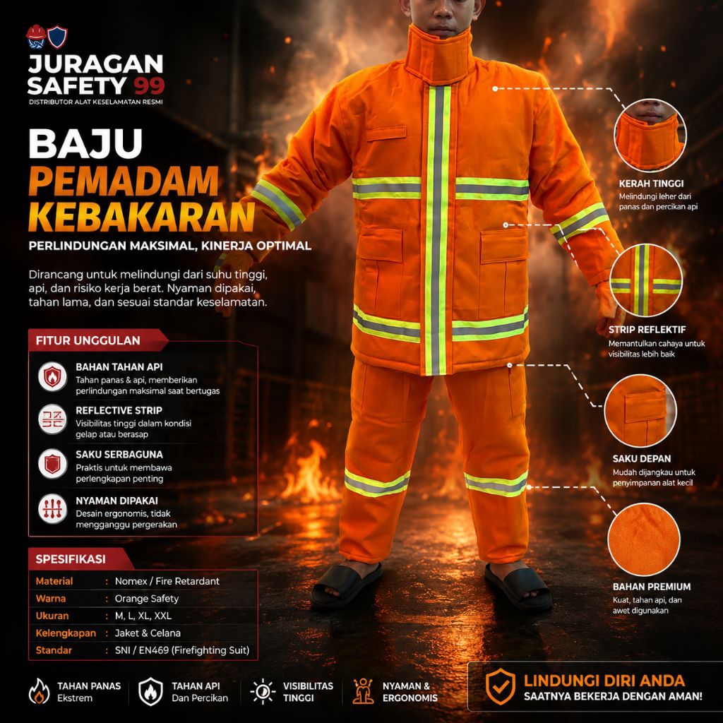 Baju Pemadam Kebakaran / Baju Pemadam Api / Baju Anti Api / Fire Fighting