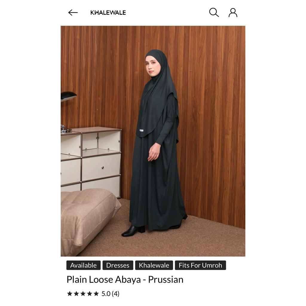 One Set Khalewale Plain Loose Abaya - Prussian