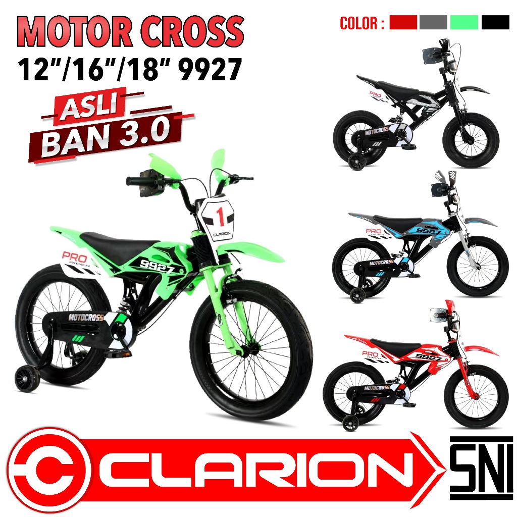Sepeda Anak Motor Cross Bmx 16 Inch Clarion 9927 Ban 3.0 Clarion 9927 Terbaru