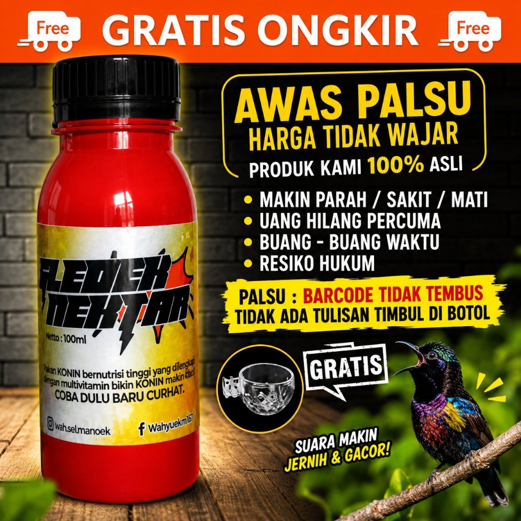Gledek nektar 100ml Original terbaru 2025 pakai barcode pakan Kolibri ninja, sogon, & sejenisnya nec