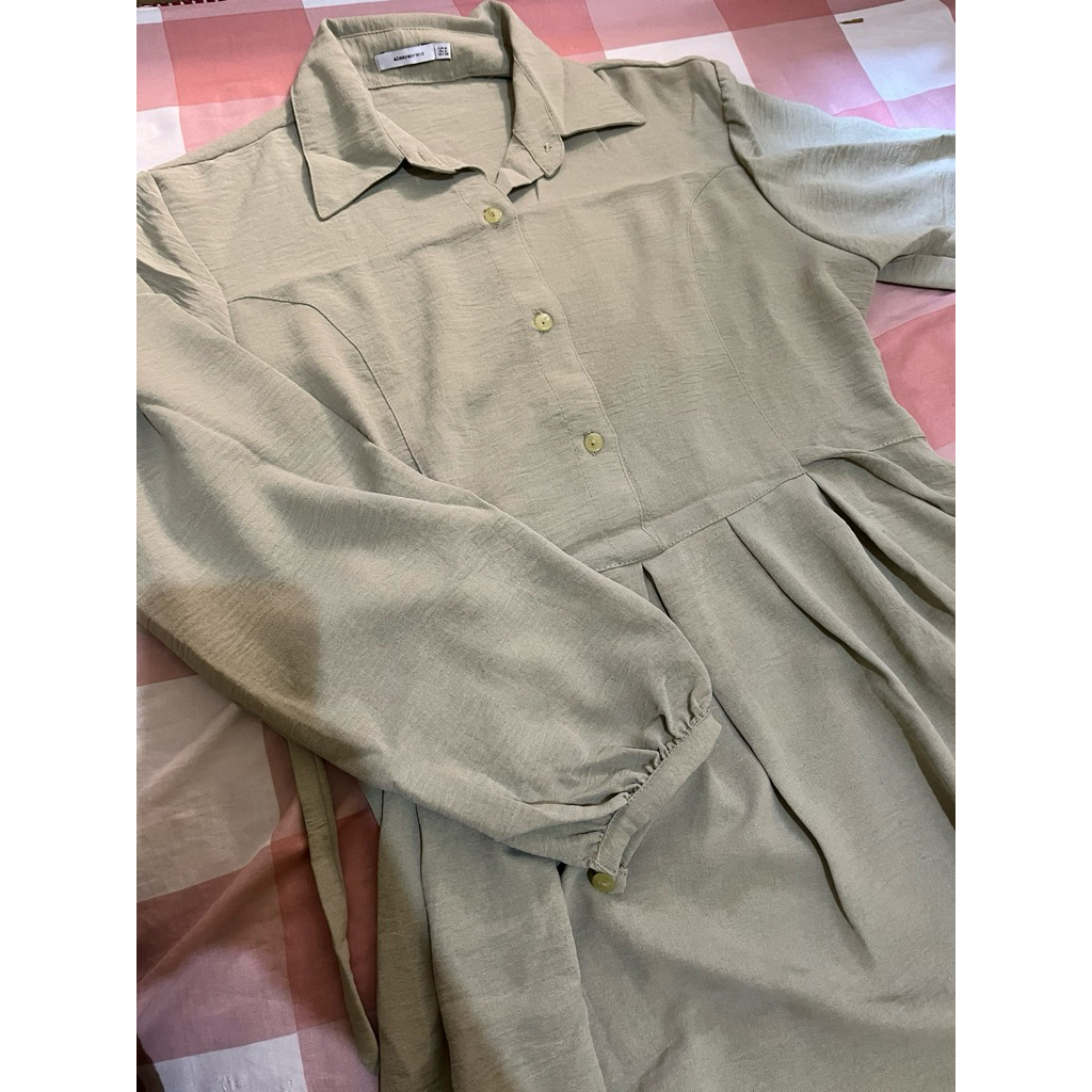 PRELOVED TUNIK BAHAN CRINKLE WARNA SAGE