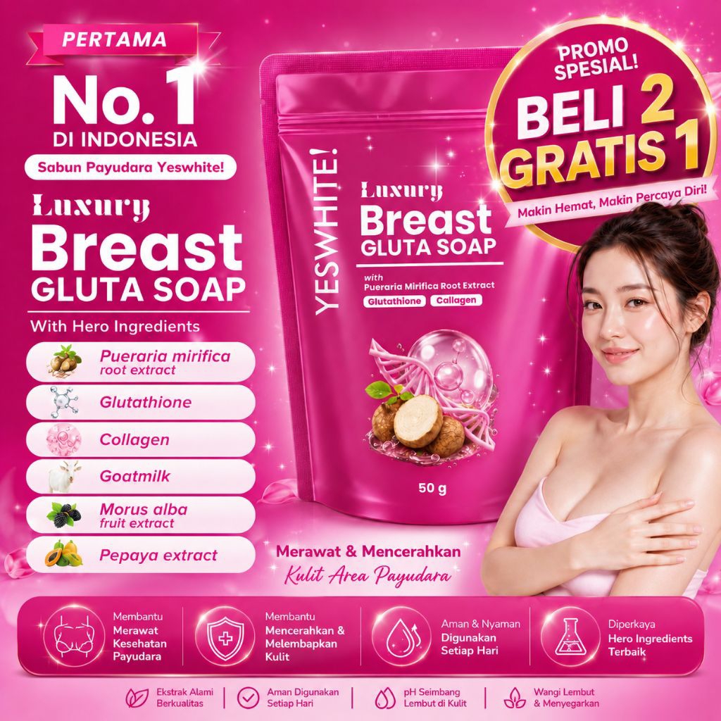 [New Launch] Yeswhite! Luxury Breast Gluta Soap 50gr - Sabun Perawatan PD Si Kembar Montok Bpom With