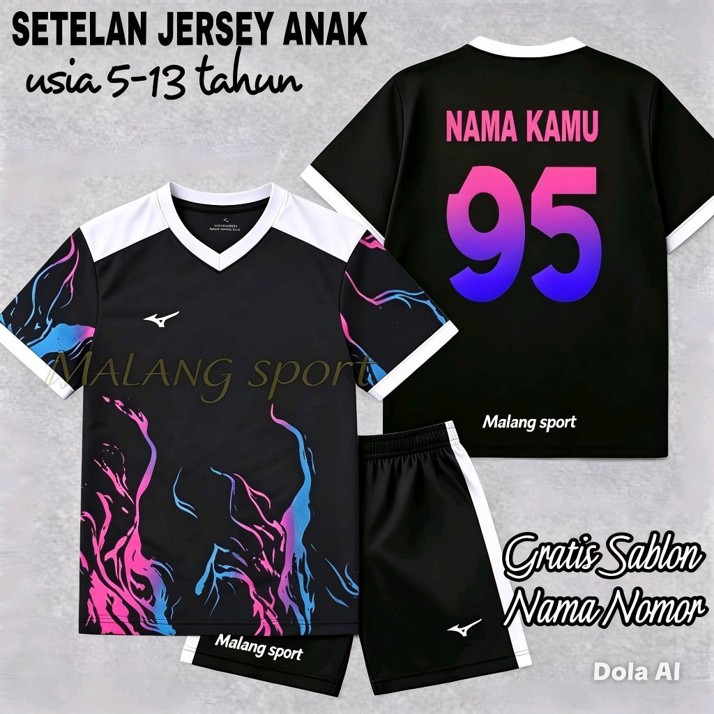 Gratis Sablon Nama Nomor Setelan Baju Olahraga Anak Usia 5-13 Tahun Setelan Baju Olahraga Sepakbola 