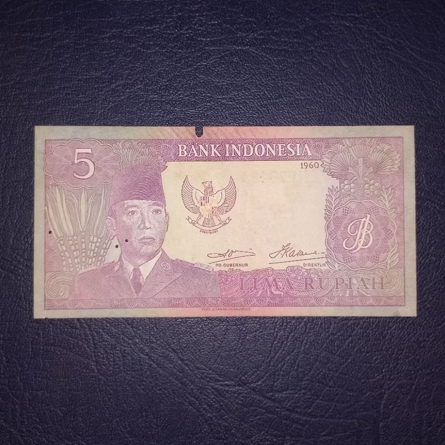 Kertas Kuno 5 Rupiah Seri Soekarno tahun 1960