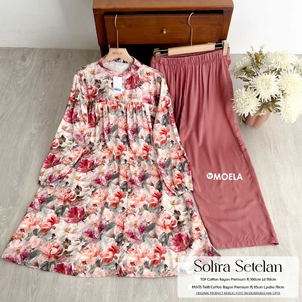 SOLIRA SET WANITA COTTON RAYON PREMIUM HALUS ADEM BY MOELA