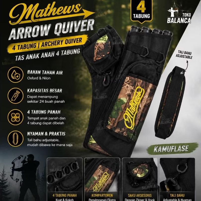 MATHEWS Arrow Quiver - 4 Tubes Archery Quiver - Tas Anak anah 4 tabung