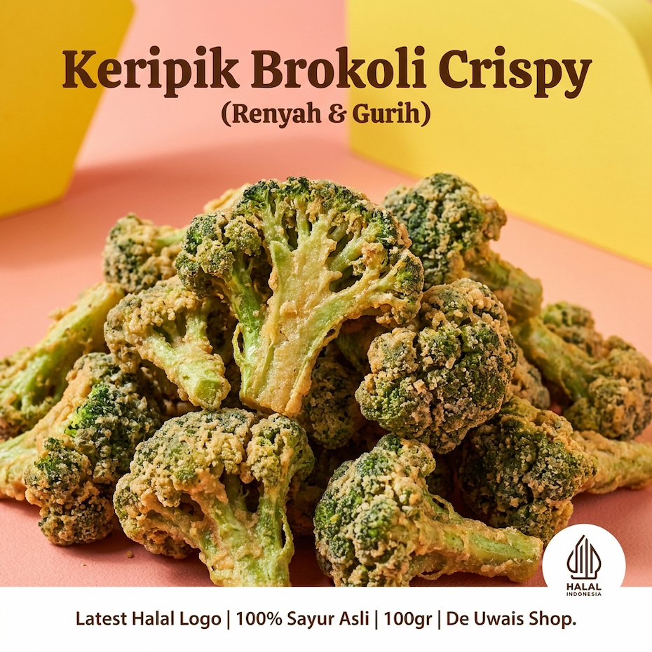 Keripik Brokoli Crispy Premium 100gr - Kripik Sayuran Kering Camilan Diet Sehat Broccoli Crunch