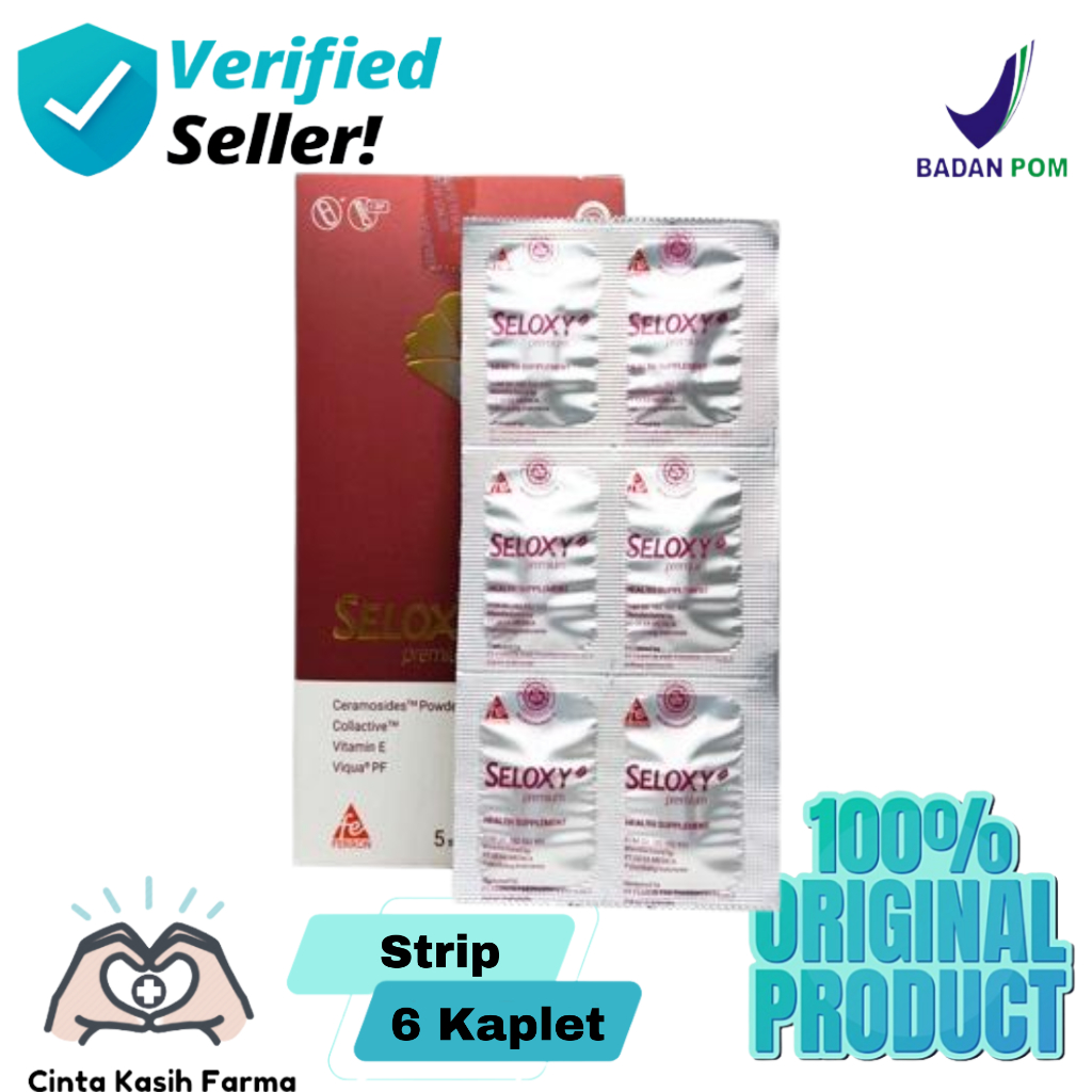 Seloxy Premium 6 Kaplet 1 Strip - Vitamin Kesehatan Kulit Anti Aging & Anti Wrinkle