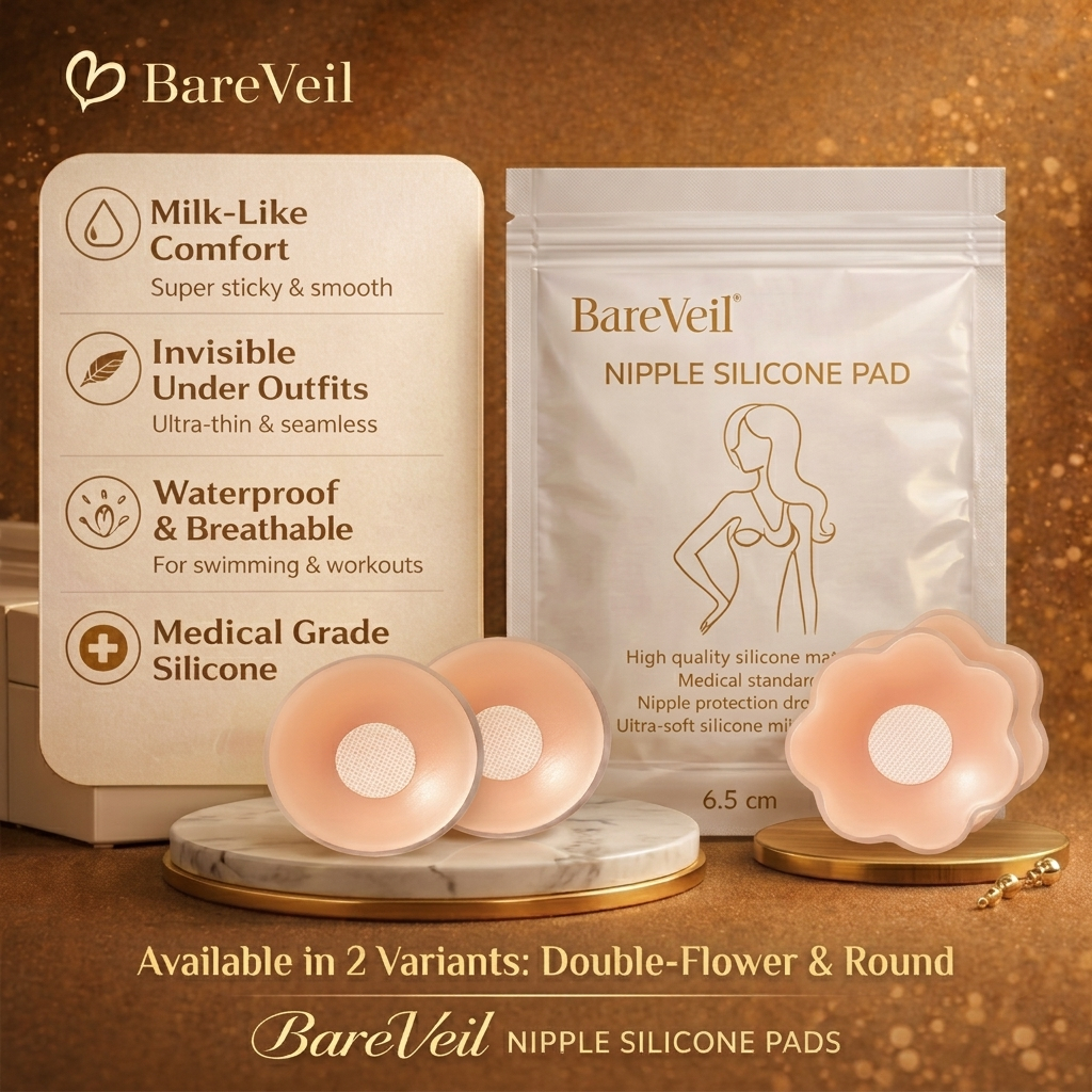 BareVeil Silicone Nipple Covers Penutup Puting Silikon Invisible Bra Nipple Silicone Pad Reusable Wa