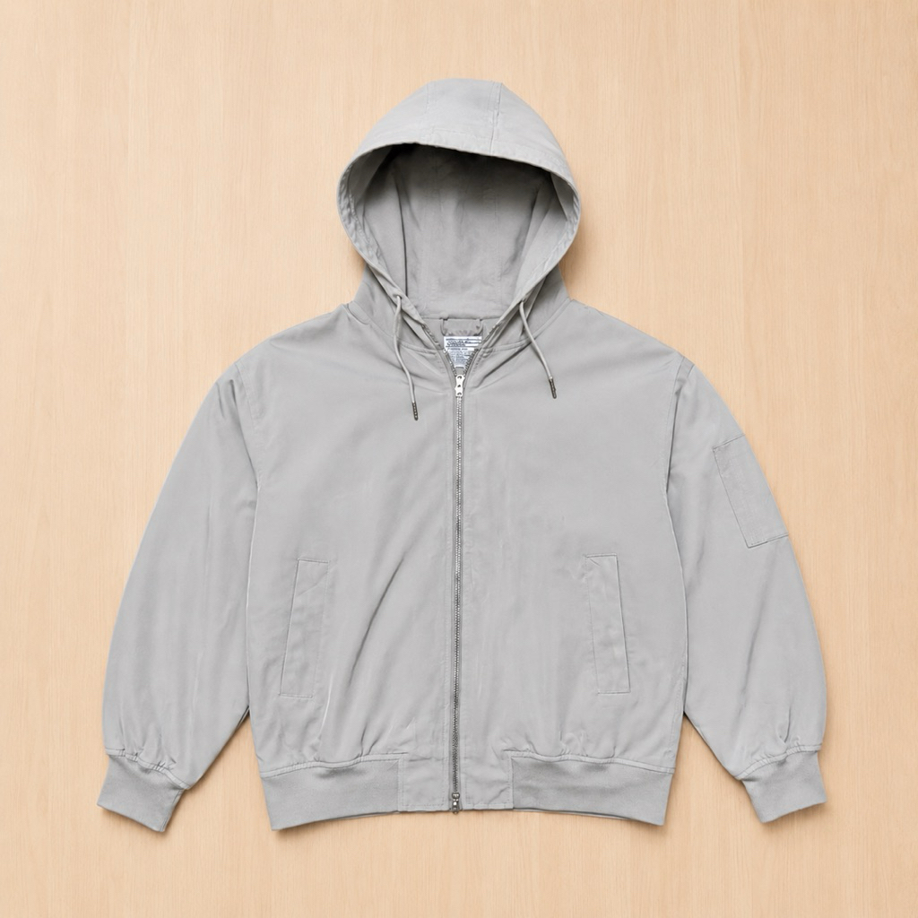 Jacket Bomber Hooded Asnofit Grey Original
