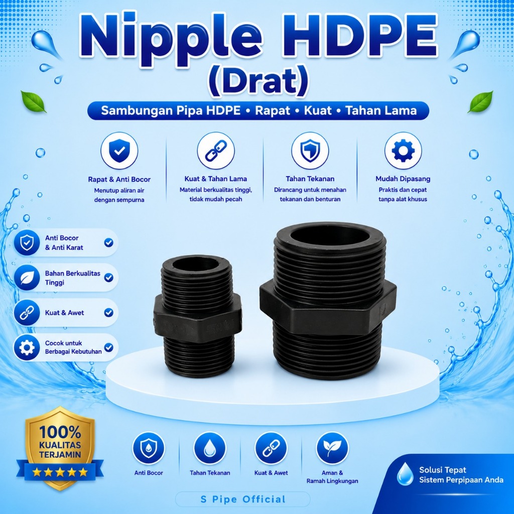 NIPPLE HDPE 2 x 2 INCH
