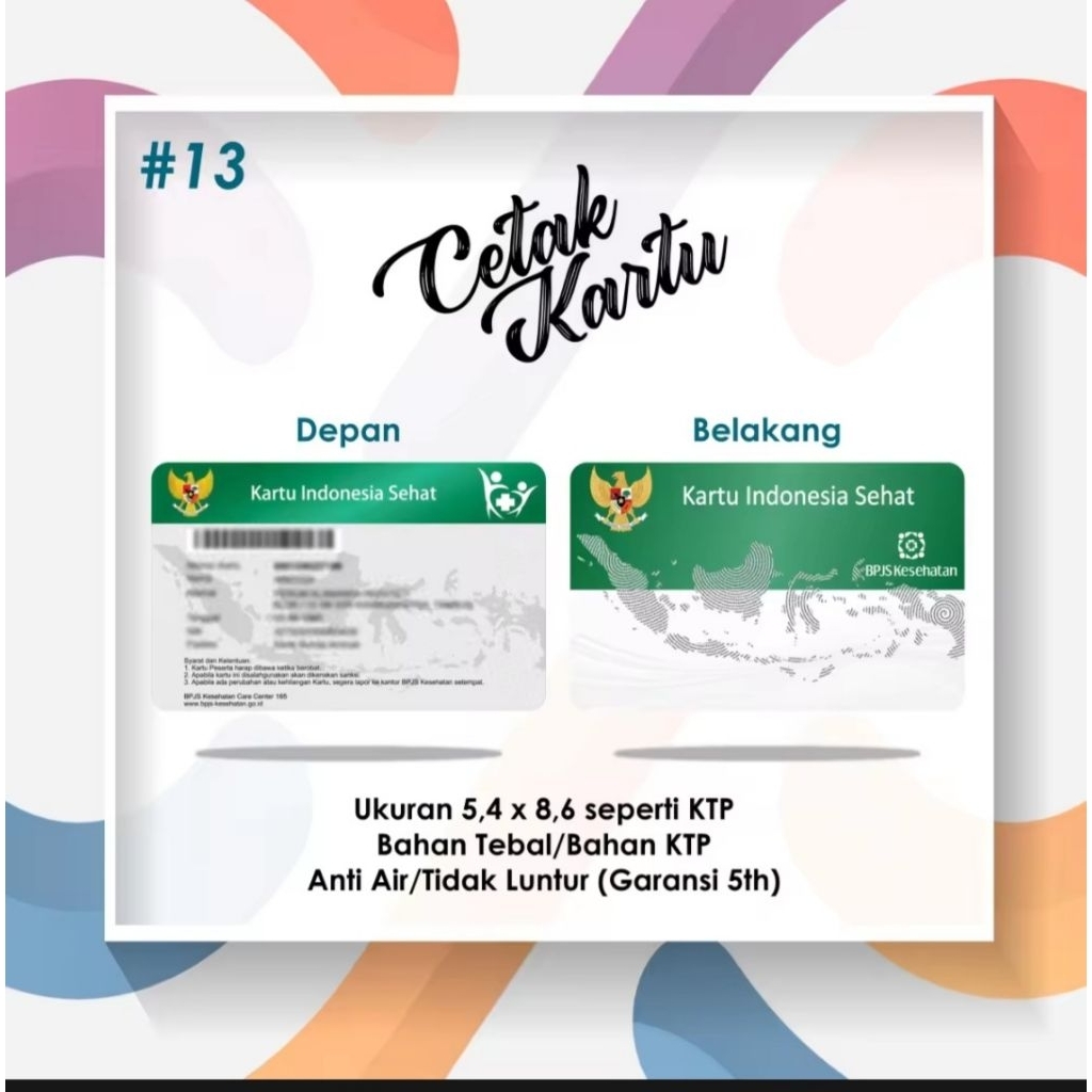 jasa cetak kartu bpjs kis kartu nikah id card dll