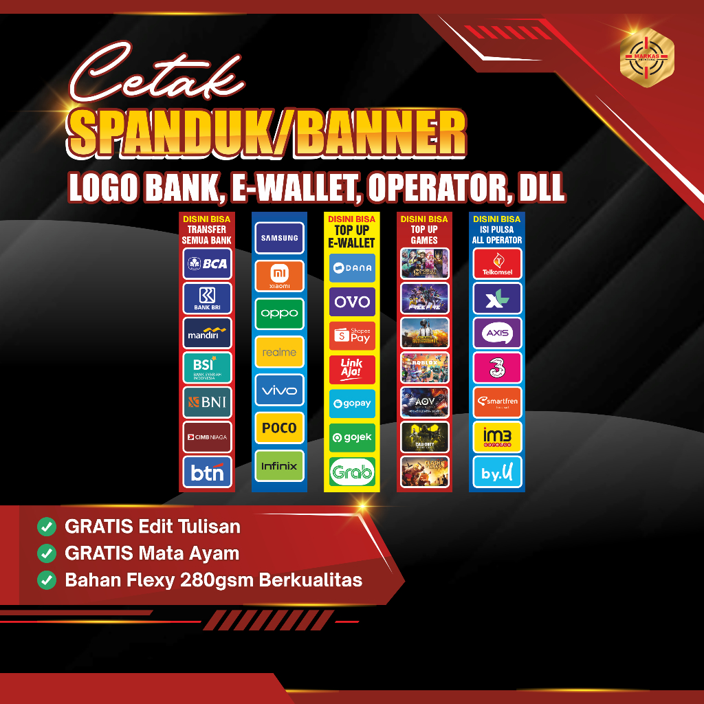 Banner Toko Konter Pulsa Desain Menarik | Banner Hiasan Dinding Konter