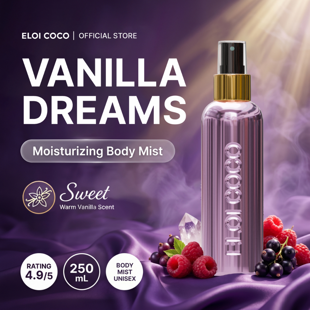 Eloi Coco Vanilla Dreams Body Mist 250ml - Body Mist Unisex Vanilla Sweet Tahan Lama