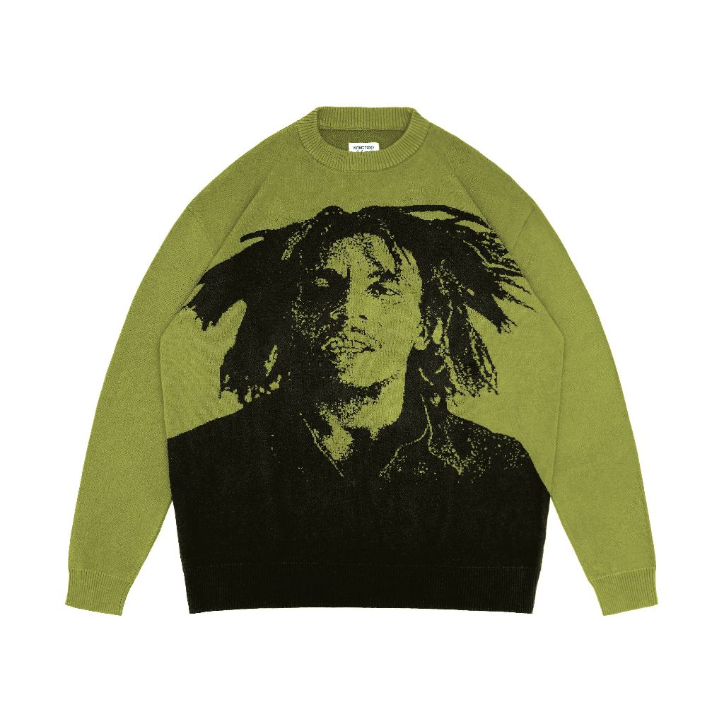 Pot Meets Pop x Bob Marley - Natty Dread Knitted Sweater Green - Knitted Sweater