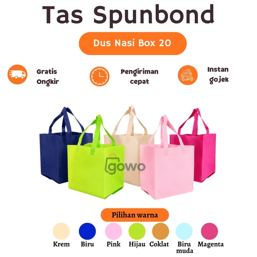 TAS SPUNBOND DUS NASI BOX 20 TAS HAJATAN TAS SLAMETAN TAS KAIN NASI BOX ISI 12 PCS