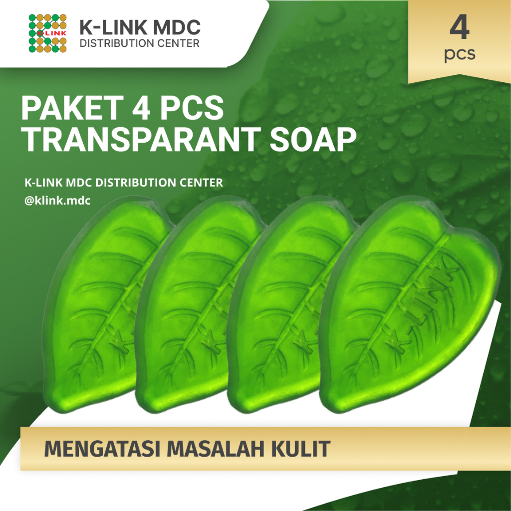 [PAKET HEMAT] 4 pcs K-CARE Chlorophyll Transparant Soap (100 gr) Sabun Klorofil Sabun K-Link Sabun M